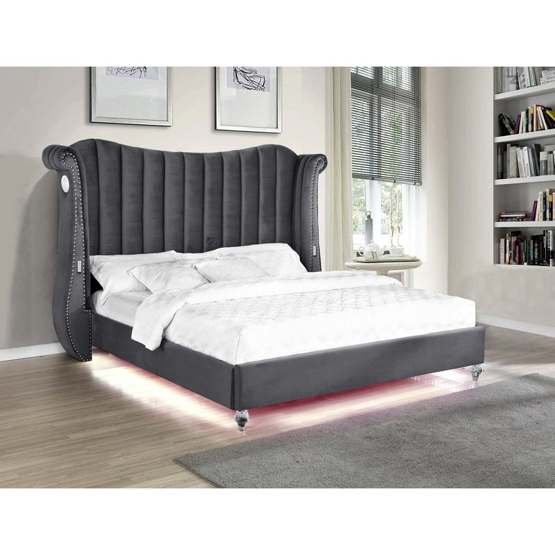 Tulip Grey Velvet Platform Bed - ME-525G-Q