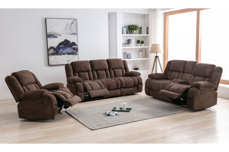 Brown Presley collection 3 Pcs reclining set - MA-99928BRWSLC