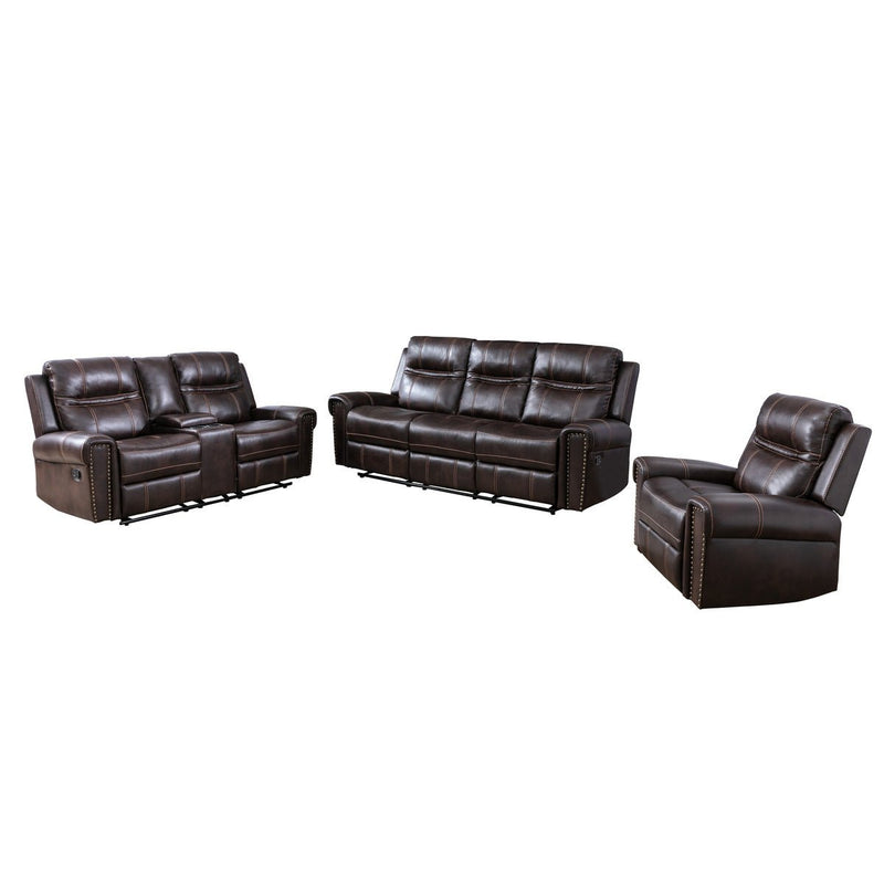 Emerson Brown Reclining Loveseat with Center Console - MA-99927BRW-2C