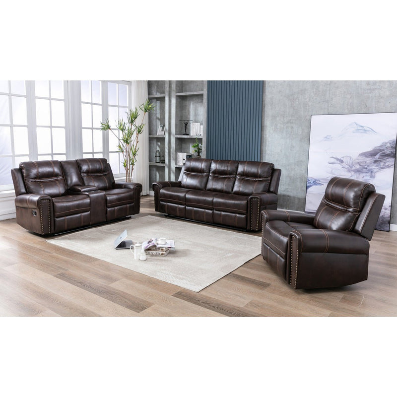 Emerson Brown Reclining Loveseat with Center Console - MA-99927BRW-2C