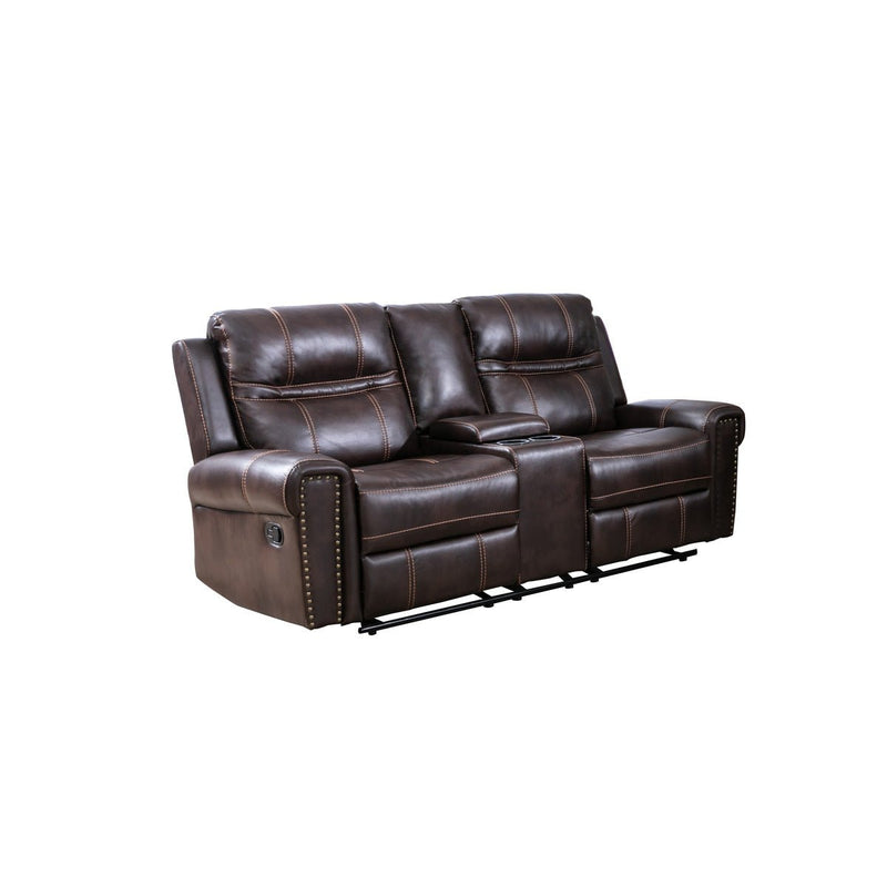 Emerson Brown Reclining Loveseat with Center Console - MA-99927BRW-2C