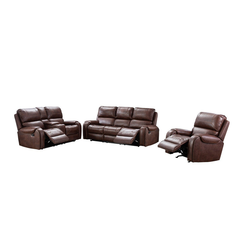 Caesar Brown Reclining Loveseat with Center Console - MA-99932BRW-2C