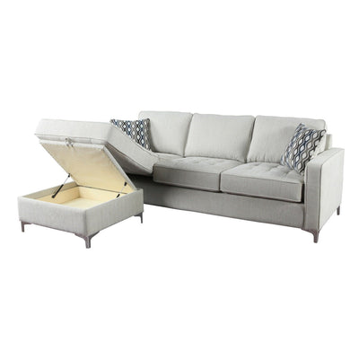 Hudson Platinum Reversible Sectional with 2 Pillows and Storage Chaise - MA-9049PLT-3SC