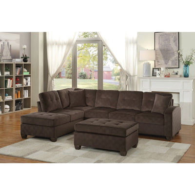 Caulfield Reversible Chocolate Brown Sectional with 2 Pillows - MA-93670CHSS