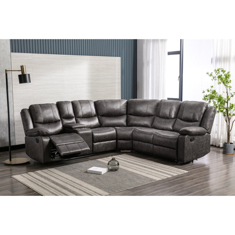 Everett Modular Reclining Sectional with Left Side Console - MA-99849GRYSS