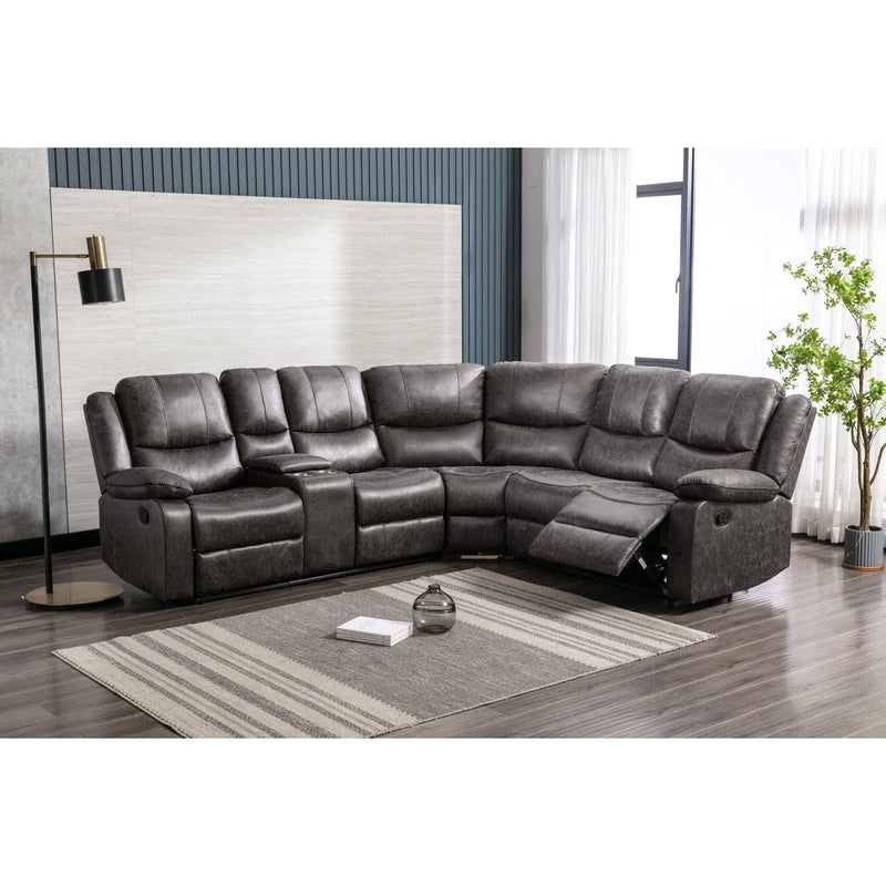 Everett Modular Reclining Sectional with Left Side Console - MA-99849GRYSS