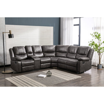 Everett Modular Reclining Sectional with Left Side Console - MA-99849GRYSS