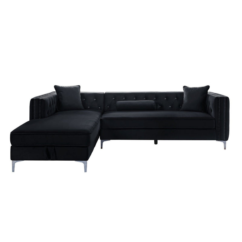 Celeste Black 2-piece Sectional with Left Side Storage Chaise - MA-99871BLKSS