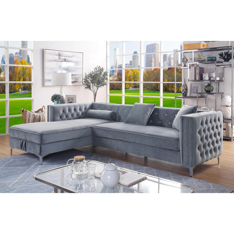 Celeste Grey 2-piece Sectional with Left Side Storage Chaise - MA-99871GRYSS