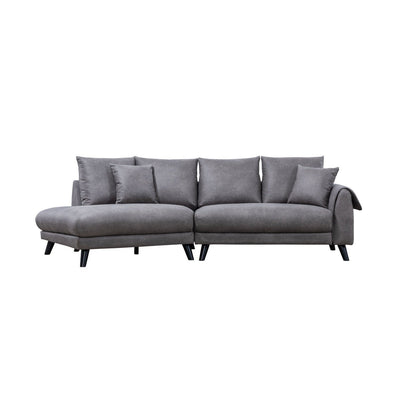 Isolde Grey Sectional with Left Side Chaise & 2 Pillows - MA-99915GRYSSL