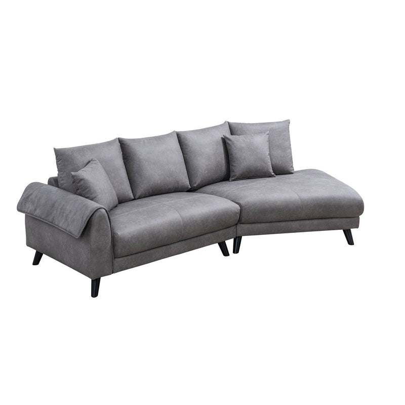 Isolde Grey Sectional with Right Side Chaise & 2 Pillows - MA-99915GRYSSR