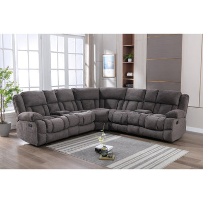 Presley Grey Modular Reclining Sectional with Consoles - MA-99928GRYSS