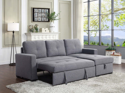 Grey Fabric Sectional with Pull-out Sleeper and Storage Chaise - MA-99860GRYSS