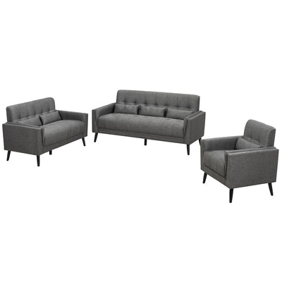 Madeline Grey Sofa with 3 Lumbar Pillows - MA-99914GRY-3