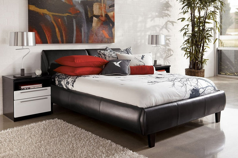 Black PU platform bed with Hidden storage - IF-193-B-Q