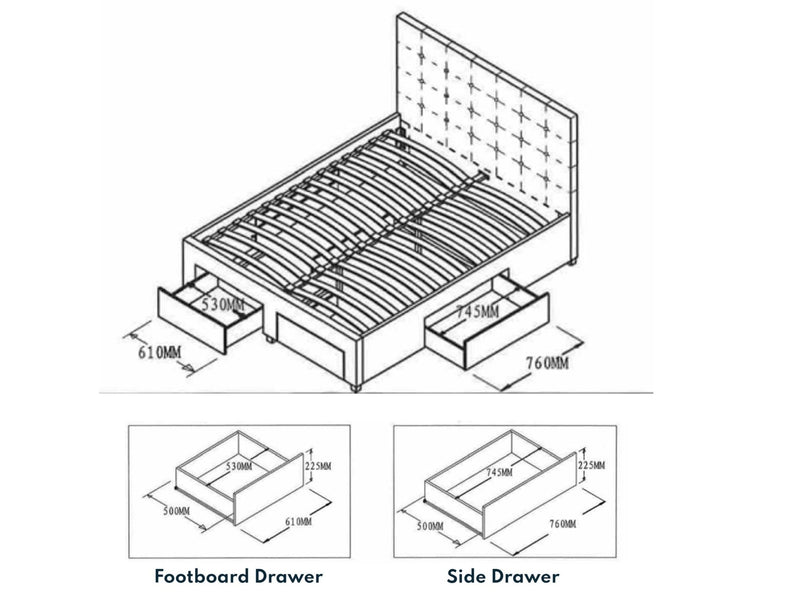 The Perfect Space Solution Bed with 4 Side and Footboard Drawers - T-2152-D