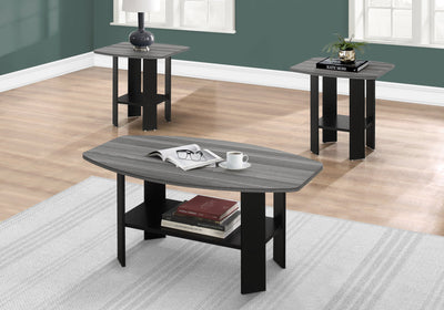 Table Set - 3Pcs Set / Black / Grey Top - I 7928P