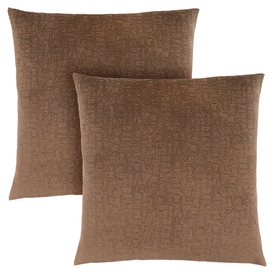 Pillow - 18"X 18" / Light Brown Mosaic Velvet / 2Pcs - I 9277