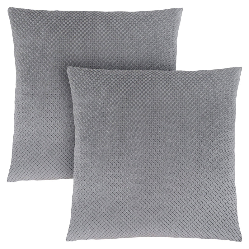 Pillow - 18"X 18" / Silver Diamond Velvet / 2Pcs - I 9307