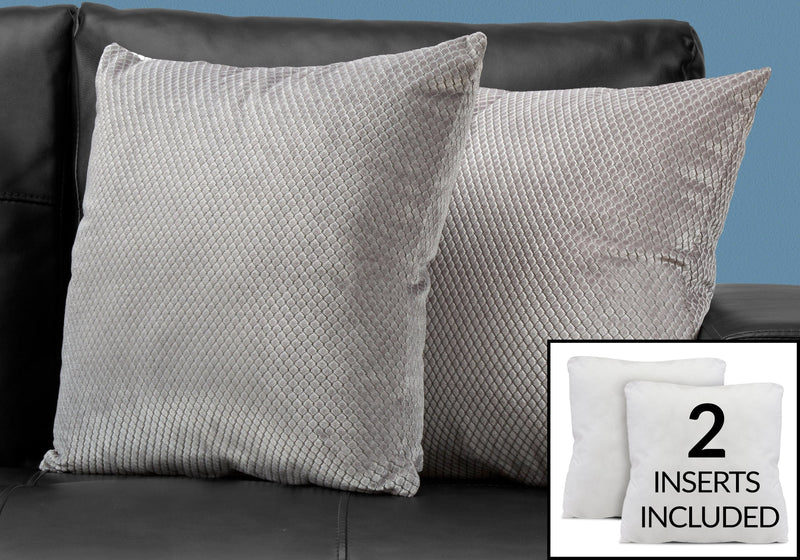 Pillow - 18"X 18" / Silver Diamond Velvet / 2Pcs - I 9307