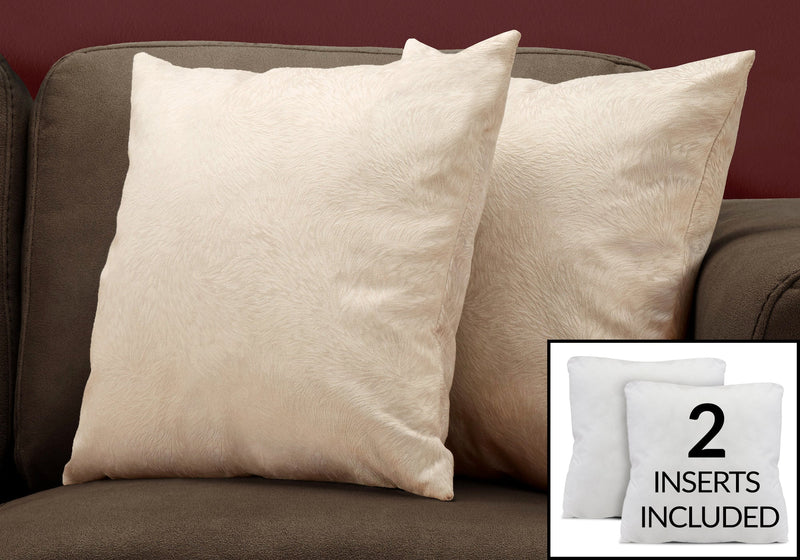 Pillow - 18"X 18" / Light Taupe Feathered Velvet / 2Pcs - I 9319