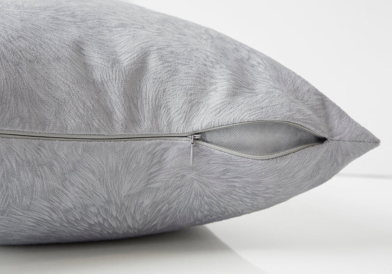 Pillow - 18"X 18" / Light Grey Feathered Velvet / 1Pc - I 9320