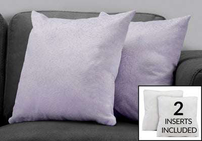 Pillow - 18"X 18" / Light Purple Feathered Velvet / 2Pcs - I 9325