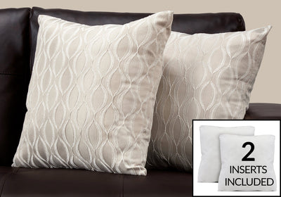 Pillow - 18"X 18" / Taupe Wave Pattern / 2Pcs - I 9345