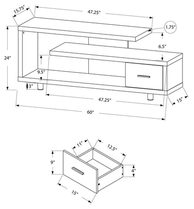 60"L Cappuccino With 1 Drawer Tv Stand - I 2572