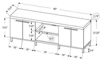 60"L Black Grey Tv Stand - I 2590