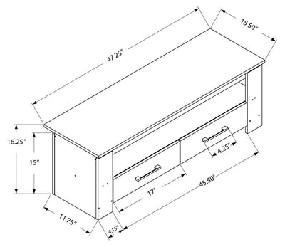 48"L White With 2 Storage Drawers Tv Stand - I 2601