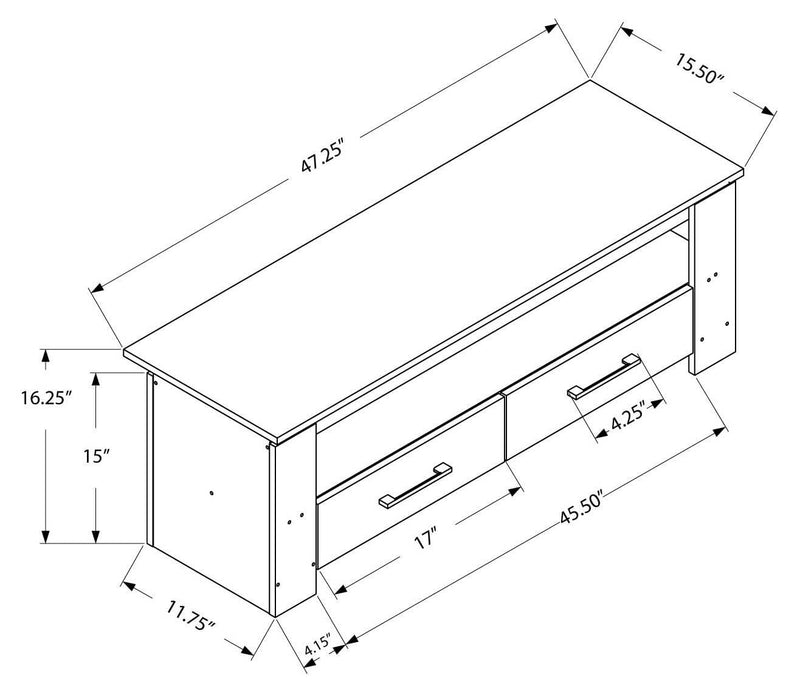 48"L White With 2 Storage Drawers Tv Stand - I 2601