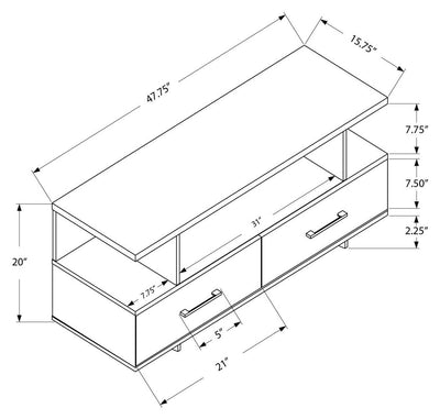 48"L Grey With 2 Storage Drawers Tv Stand - I 2608