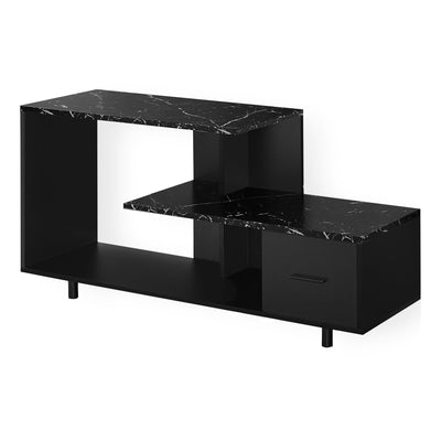 Tv Stand - 48"L / Black / Black Marble Top / 1 Drawer - I 2610