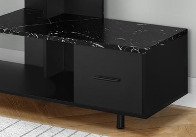 Tv Stand - 48"L / Black / Black Marble Top / 1 Drawer - I 2610