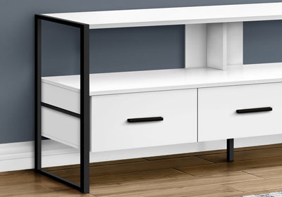 Tv Stand - 48"L / White / Black Metal - I 2615