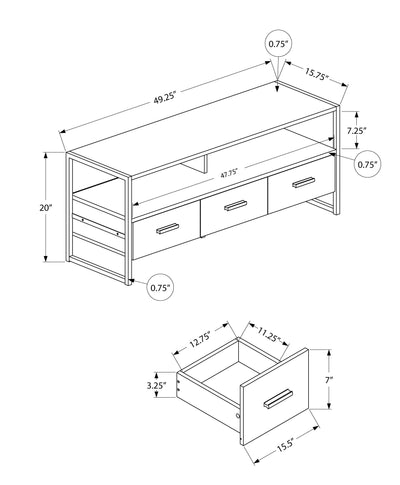 Tv Stand - 48"L / Grey / Black Metal - I 2617