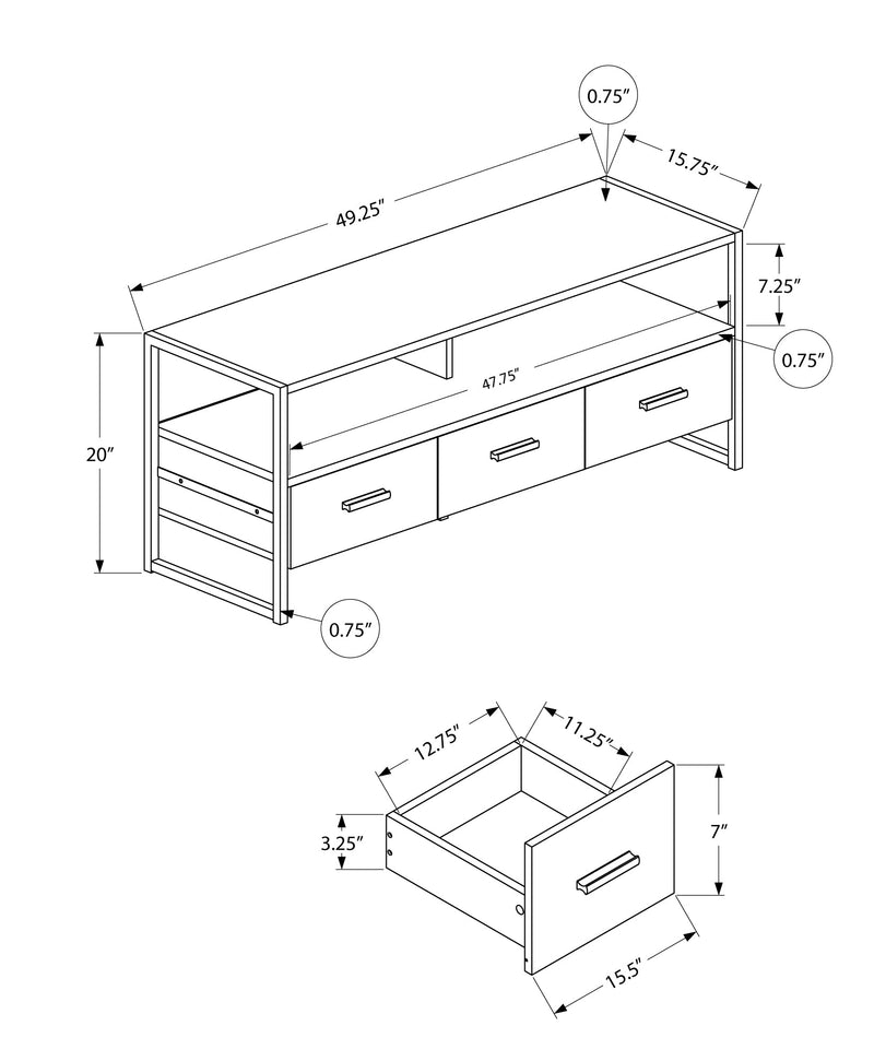 Tv Stand - 48"L / Grey / Black Metal - I 2617