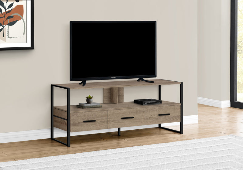 Tv Stand - 48"L / Dark Taupe / Black Metal - I 2618