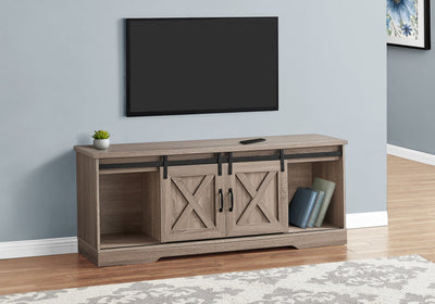 Tv Stand - 60"L / Dark Taupe With 2 Sliding Doors - I 2746