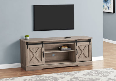 Tv Stand - 60"L / Dark Taupe With 2 Sliding Doors - I 2746