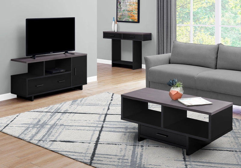 Tv Stand - 48"L / Black / Grey Top With Storage - I 2801