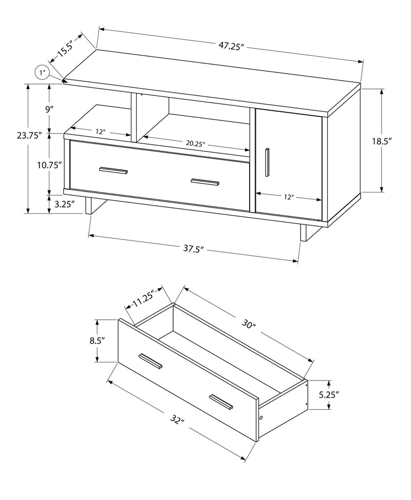 Tv Stand - 48"L / Black / Brown Reclaimed Wood-Look - I 2803