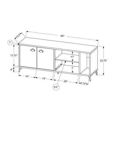 Tv Stand - 60"L / Grey Concrete / Medium Brown Reclaimed - I 2831