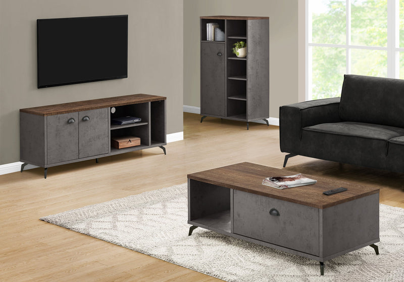 Tv Stand - 60"L / Grey Concrete / Medium Brown Reclaimed - I 2831