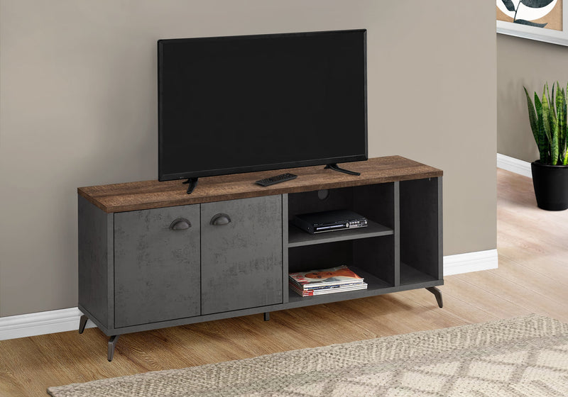 Tv Stand - 60"L / Grey Concrete / Medium Brown Reclaimed - I 2831