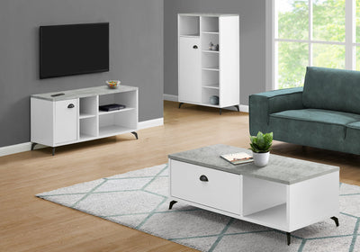 Tv Stand - 48"L / White / Grey Cement-Look Top - I 2840