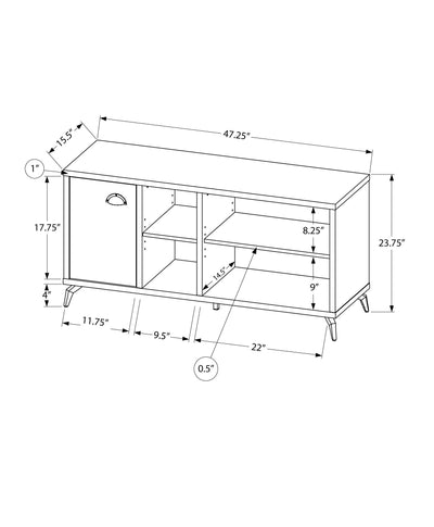 Tv Stand - 48"L / White / Grey Cement-Look Top - I 2840