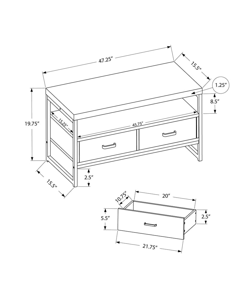 Tv Stand - 48"L / Black / Black Metal - I 2870