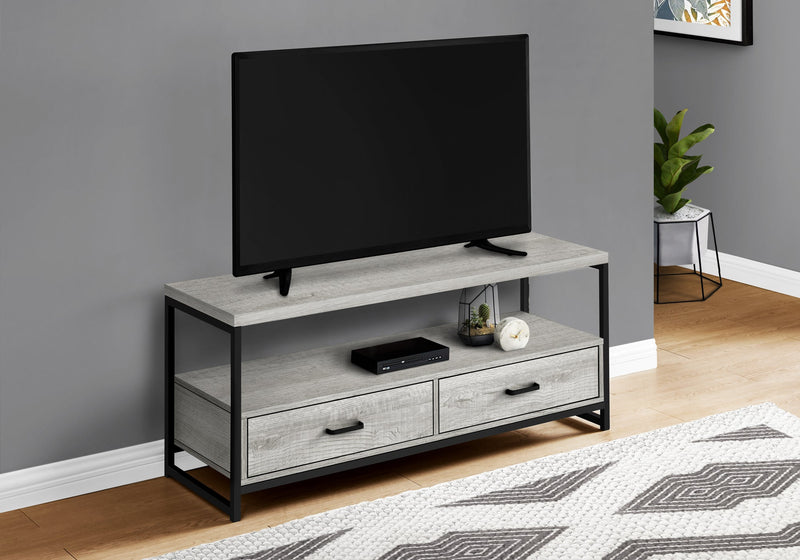 Tv Stand - 48"L / Grey / Black Metal - I 2871